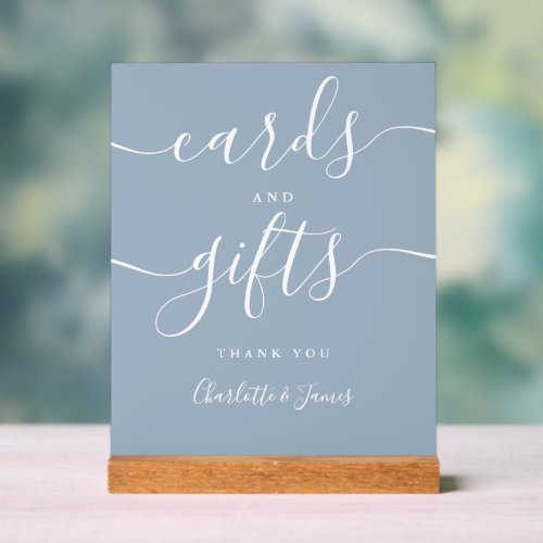 Dusty Blue Signature Script Cards And Gifts Acrylic Sign