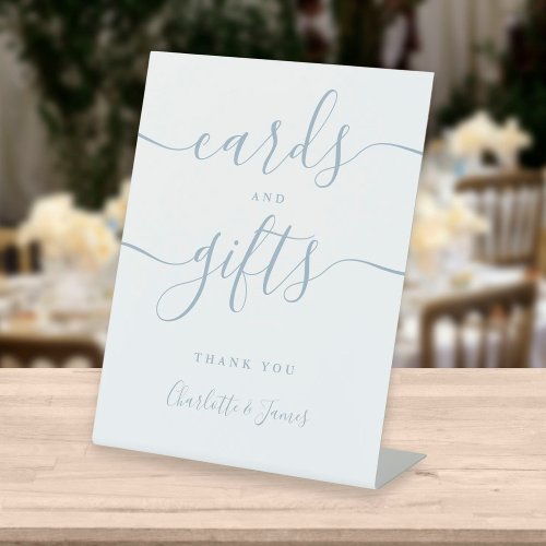Dusty Blue Signature Script Cards And Gifts Pedestal Sign