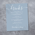 Dusty Blue Signature Script Drinks Menu Sign<br><div class="desc">This elegant dusty blue script minimalist drinks menu sign is perfect for your wedding celebration. Designed by Thisisnotme©</div>