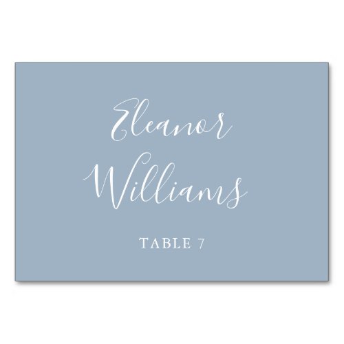 Dusty Blue Signature Script Wedding Place Card