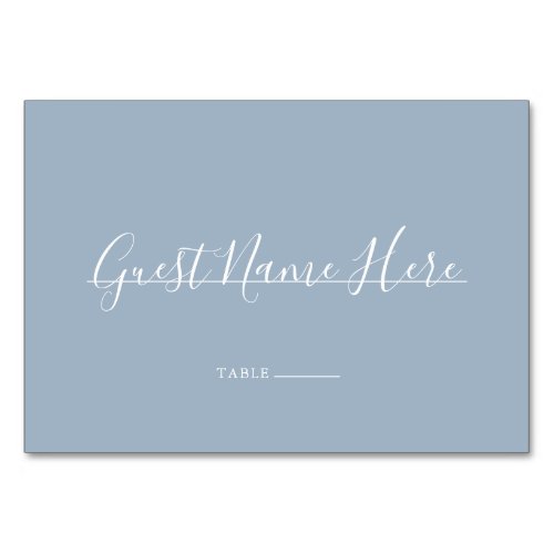 Dusty Blue Signature Script Wedding Place Card