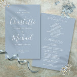 Dusty Blue Signature Script Wedding Program<br><div class="desc">Dusty blue signature script wedding program featuring chic modern typography,  this stylish wedding program can be personalized with your special wedding day information. Designed by Thisisnotme©</div>