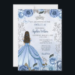 Dusty Blue Silver Floral Princess Sweet 16 Invitation<br><div class="desc">Elegant Dusty Blue Silver Butterfly Floral Princess Sweet 16 Invitation</div>