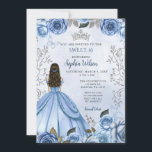 Dusty Blue Silver Floral Princess Sweet 16 Invitation<br><div class="desc">Elegant Dusty Blue Silver Butterfly Floral Princess Sweet 16 Invitation</div>