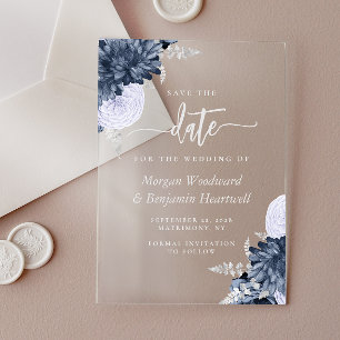 Dusty Blue Silver Floral Wedding Save the Date