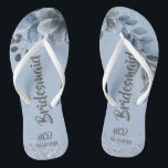 Dusty Blue Silver Geometric Flora Bridesmaid Favor Flip Flops<br><div class="desc">You will love this dusty blue and silver geometric frame and florals,  a touch of silver glitter and dusty blue Kraft paper textures. Great for your wedding celebrations!</div>