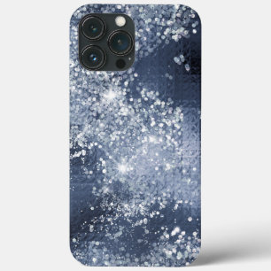Dusty Blue Silver Glitter Sparkly iPhone 13 Pro Max Case