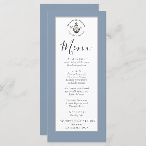 Dusty Blue silver gray nautical theme  Menu