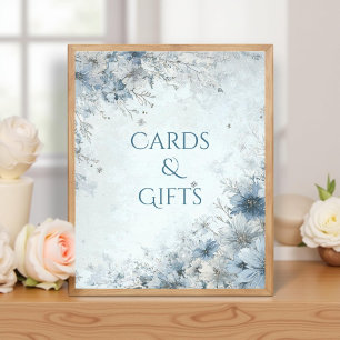 Dusty Blue Silver Rose Wedding Cards Gifts Sign