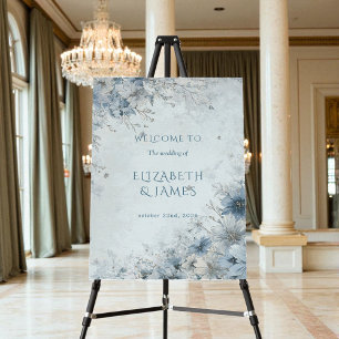 Dusty Blue Silver Rose Winter Floral Wedding Foam Board