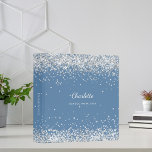 Dusty blue silver school 3 ring binder<br><div class="desc">A dusty blue background,  decorated with faux silver confetti.  Personalize and add a name. 
Spine: add a text. White text.</div>