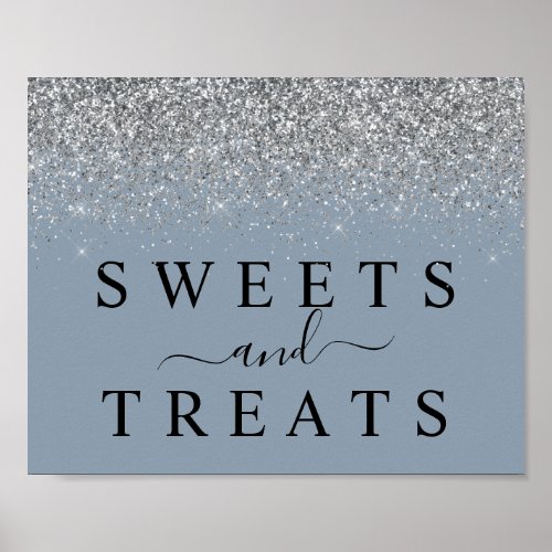 Dusty Blue  Silver Sweets  Treats Dessert Sign