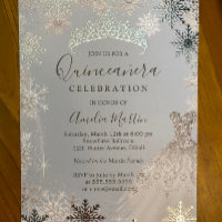 Dusty Blue Silver Winter Snowflake Quinceanera 
