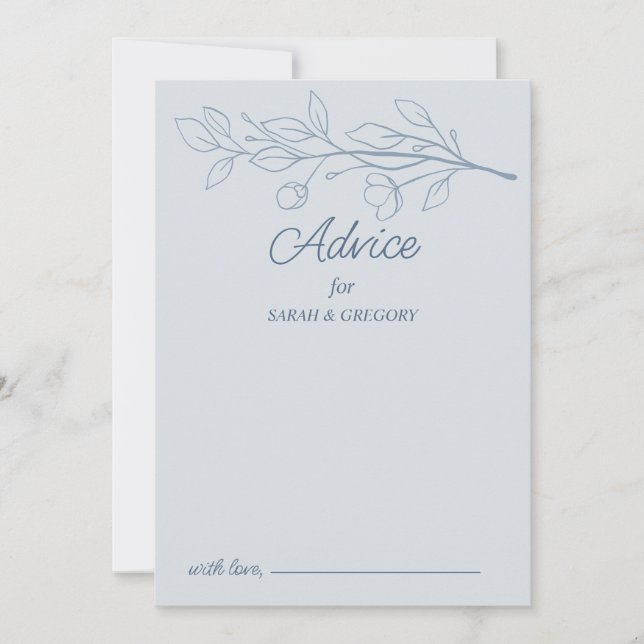 Dusty Blue Simple Boho Floral Wedding Advice Invitation (Front)