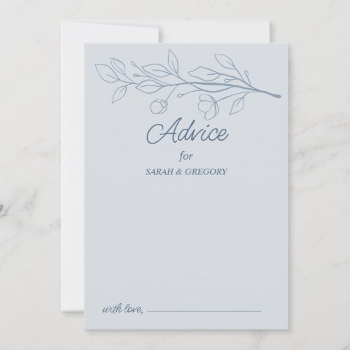 Dusty Blue Simple Boho Floral Wedding Advice Invitation