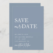 Dusty Blue Simple Calligraphy Save The Date