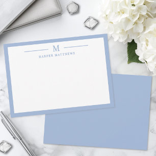 Dusty Blue Simple Classic Personalized Stationery Note Card
