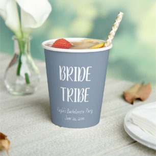Dusty Blue Simple Color Wedding Bride Tribe Paper Cups