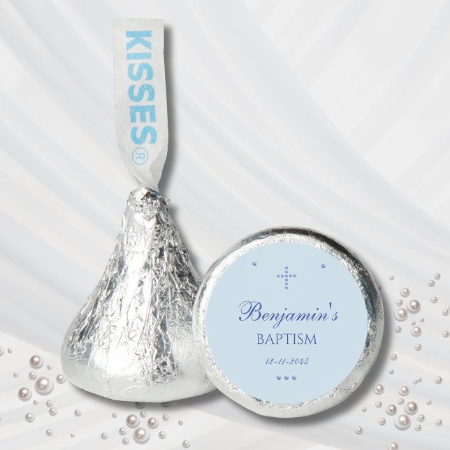 Dusty Blue Simple Cross Christian Baptism Favor (Creator Uploaded)