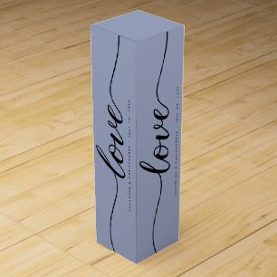 Dusty blue Simple & Elegant Love Wedding ScrIpt Wine Box