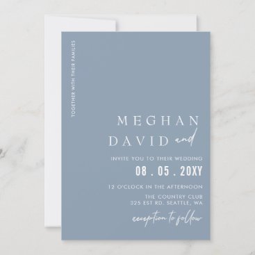 Dusty Blue Simple Elegant Modern Wedding Invitation