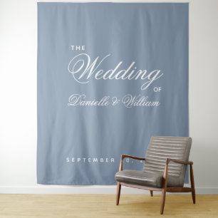 Dusty Blue Simple Elegant Script Wedding Backdrop