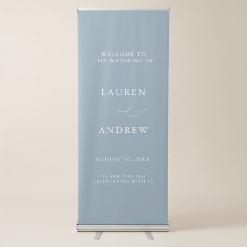 Dusty Blue Simple Elegant Welcome to Our Wedding Retractable Banner
