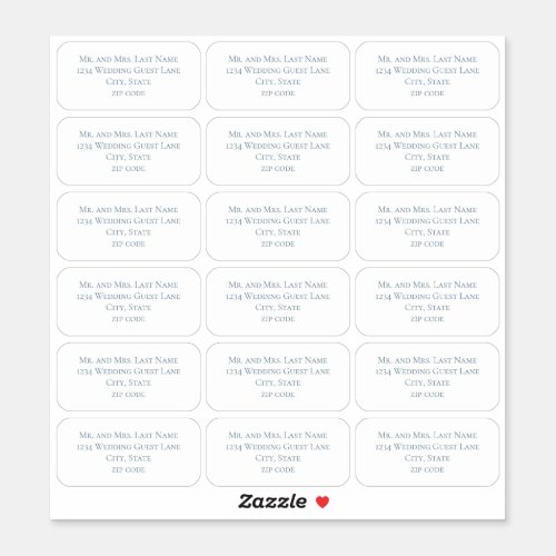 Dusty Blue Simple Guest Mailing List Name Sticker