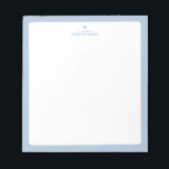 Dusty Blue | Simple Heart Personalized Notepad<br><div class="desc">This custom notepad features a simple color edge and a cute heart. Personalize the text with your name or any text. This personalized notepad will be a perfect gift for a teacher,  friends or yourself. More designs are available at my shop BaraBomStudio. Thank you!</div>