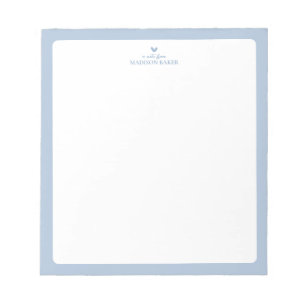 Dusty Blue Simple Heart Personalized Notepad