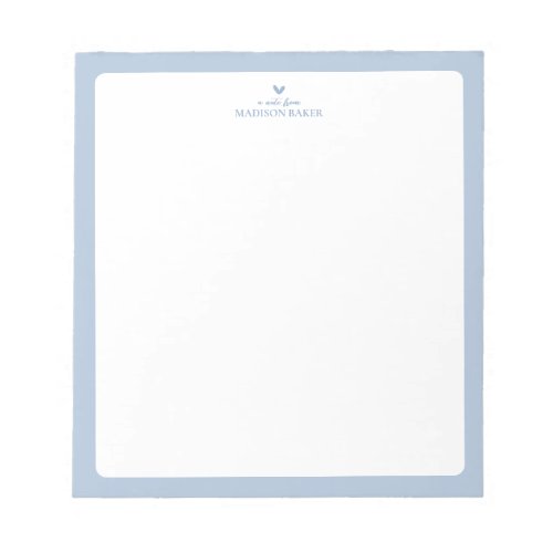 Dusty Blue  Simple Heart Personalized Notepad