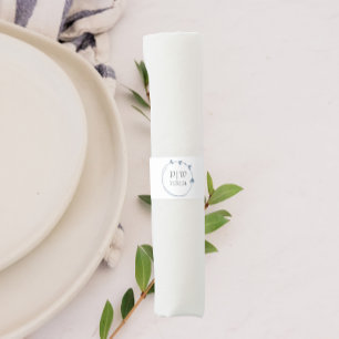 Dusty Blue Simple Heart Wreath Monogram Wedding Napkin Bands