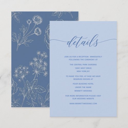 dusty blue simple minimal elegant details card