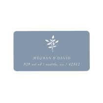 Dusty Blue Simple Modern Botanical address Label