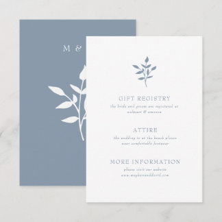Dusty Blue Simple Modern Botanical Wedding Enclosure Card