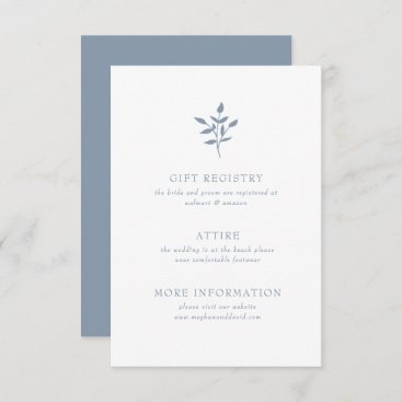 Dusty Blue Simple Modern Botanical Wedding Enclosure Card