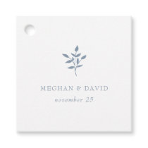 Dusty Blue Simple Modern Botanical Wedding Favor Tags