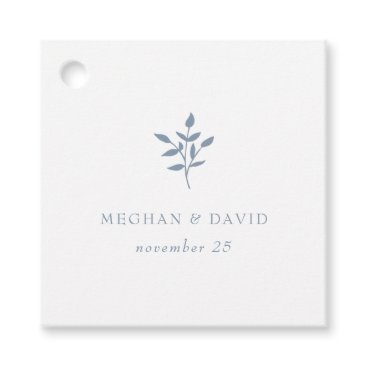 Dusty Blue Simple Modern Botanical Wedding Favor Tags