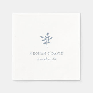 Dusty Blue Simple Modern Botanical Wedding Napkins