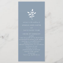 Dusty Blue Simple Modern Botanical Wedding Program