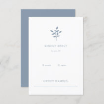 Dusty Blue Simple Modern Botanical Wedding RSVP Card