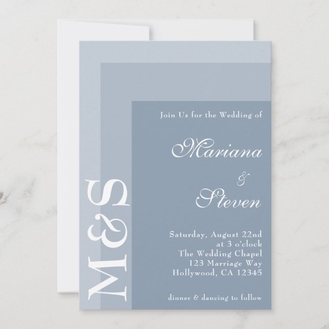 Dusty Blue Simple Modern Chic Script Wedding Invit Invitation (Front)