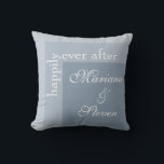 Dusty Blue Simple Modern Chic Script Wedding Throw Throw Pillow<br><div class="desc">Simple modern chic script wedding throw pillow suite for brides who are adorning their ceremonies in dusty blue. All set on modern white font with initials on the side.</div>