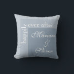 Dusty Blue Simple Modern Chic Script Wedding Throw Throw Pillow<br><div class="desc">Simple modern chic script wedding throw pillow suite for brides who are adorning their ceremonies in dusty blue. All set on modern white font with initials on the side.</div>