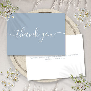 Dusty Blue Simple Modern Elegant Script Thank You Card