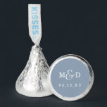 Dusty Blue Simple Modern Monogram Wedding Hershey®'s Kisses®<br><div class="desc">Dusty Blue Rustic Boho Modern Monogram Wedding Candy Favors</div>