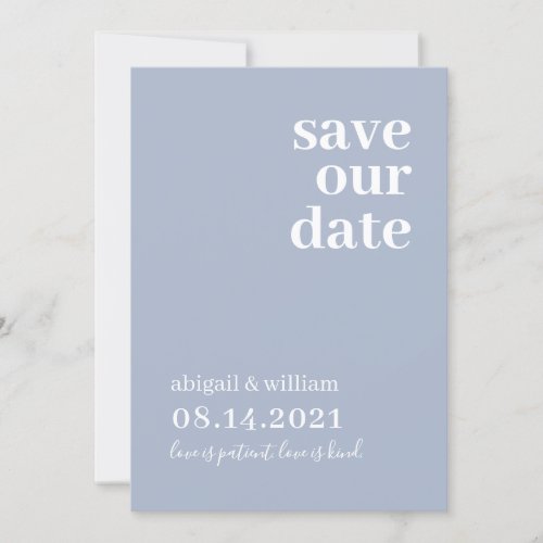 Dusty Blue Simple Modern Non Photo Wedding Save The Date
