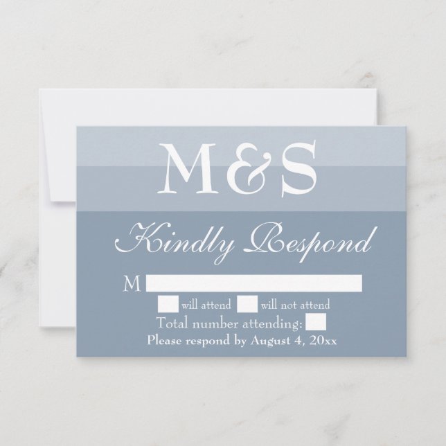 Dusty Blue Simple Modern Script Wedding RSVP Card (Front)