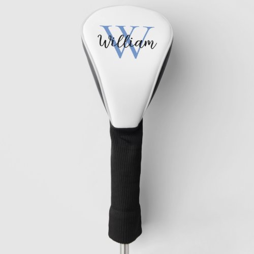 Dusty Blue Simple Monogram Name Personalized Golf Head Cover