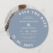 Dusty Blue Simple Photo Save The Save The Date